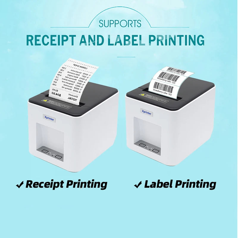 Xprinter 2-in-1 Label Receipt Printer 80mm Bluetooth/USB Printer for Windows/Android XP-T361U