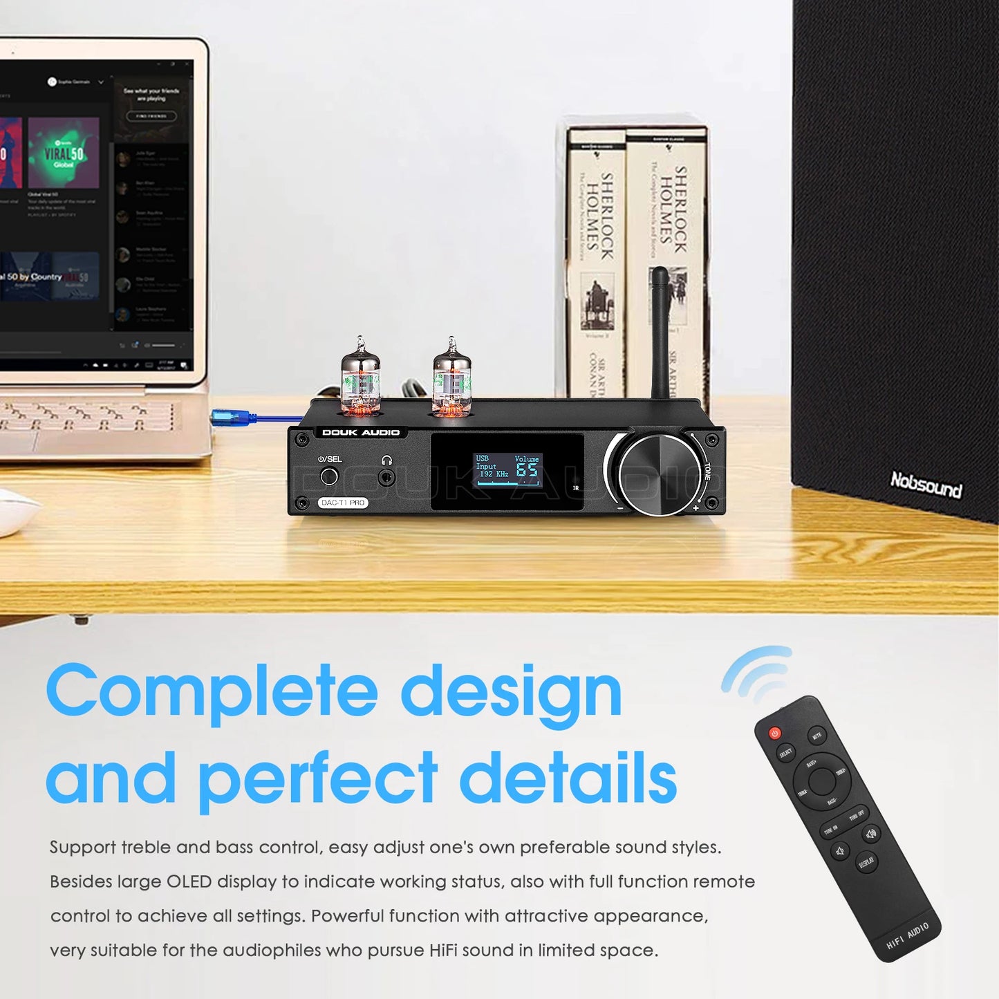 Nobsound HiFi Vacuum Tube Stereo Preamplifier USB DAC Bluetooth 5.0 Receiver S/PDIF D/A  Audio Converter with OLED Display LDAC