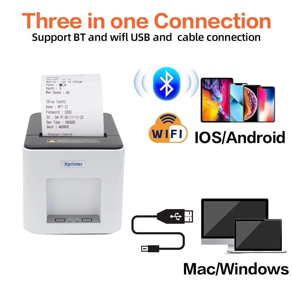Xprinter 2-in-1 Label Receipt Printer 80mm Bluetooth/USB Printer for Windows/Android XP-T361U