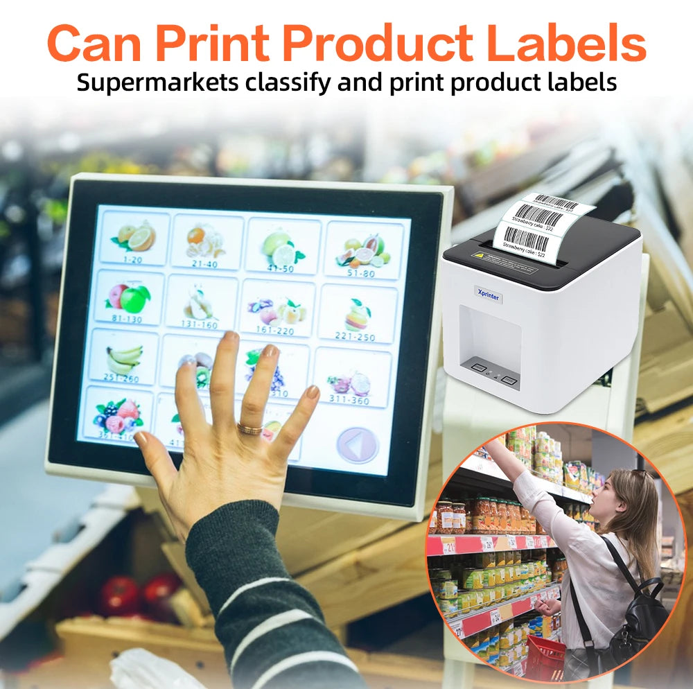Xprinter 2-in-1 Label Receipt Printer 80mm Bluetooth/USB Printer for Windows/Android XP-T361U