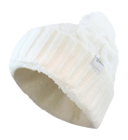 Warmest Plush Insulated Cuff Knit Pom Women Winter Beanie Hat Warm Wool Insulated Cap Winter Beanie Hat