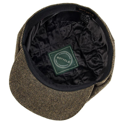 Wool Herringbone Newsboy Cap – Classic British Driver Flat Cap for Men