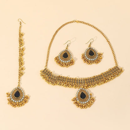 Indian Gem Pearl Pendant Tassel Three-piece Fashion Retro