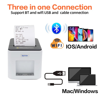 Xprinter 2-in-1 Label Receipt Printer 80mm Bluetooth/USB Printer for Windows/Android XP-T361U